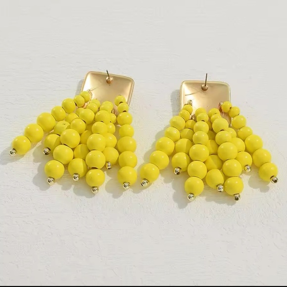 Zara Cascade Beaded Gold and Yellow Beaded Earrings - Picture 5 of 8